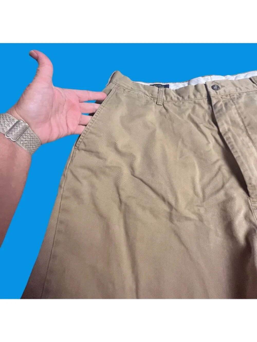 Polo Ralph Lauren Mens Classic Fit Khaki Chino Shorts 40T 100% Cotton Tall Long
